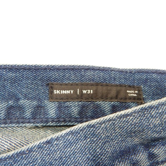 PacSun Mens Skinny Cut Off Ribbed Denim Jean Shorts Medium Indigo Size 31 - Picture 6 of 9